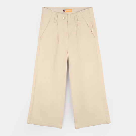 Girls Cotton Twill Pant Culottes – Beige