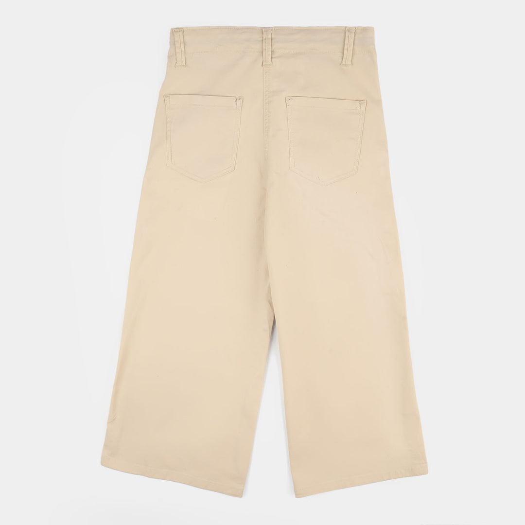 Girls Cotton Twill Pant Culottes – Beige