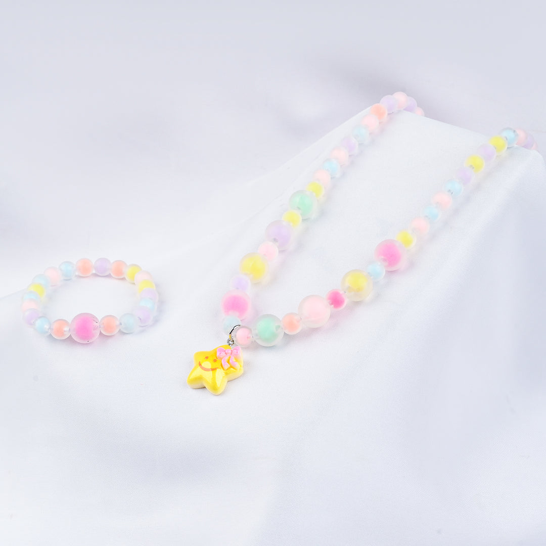 GIRLS ELEGANT BEADED NECKLACE & BRACELET