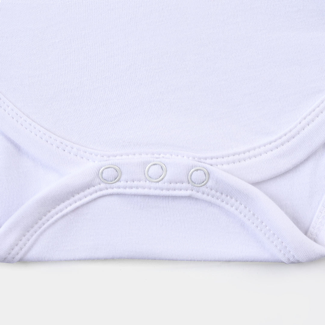 Infant Unisex Cotton Interlock Romper Bestest Mommy & Daddy Ever-White