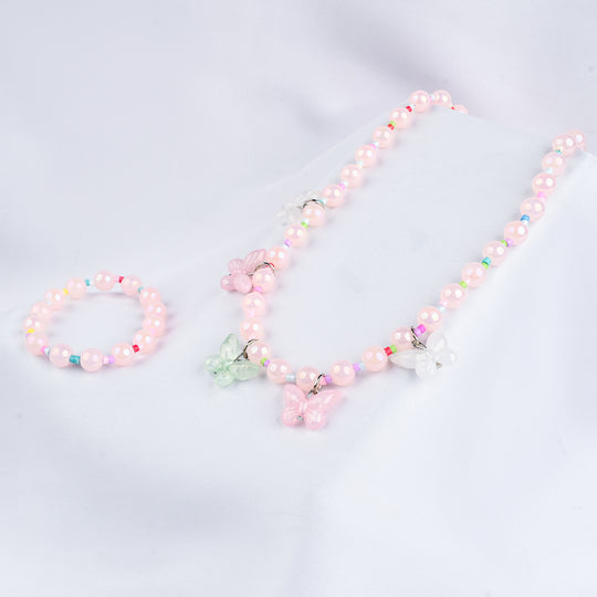 GIRLS ELEGANT BEADED NECKLACE & BRACELET