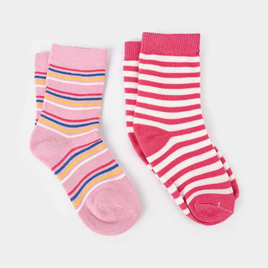 Girls Pack of 2 Socks Striper-D.Pnk.LT.P
