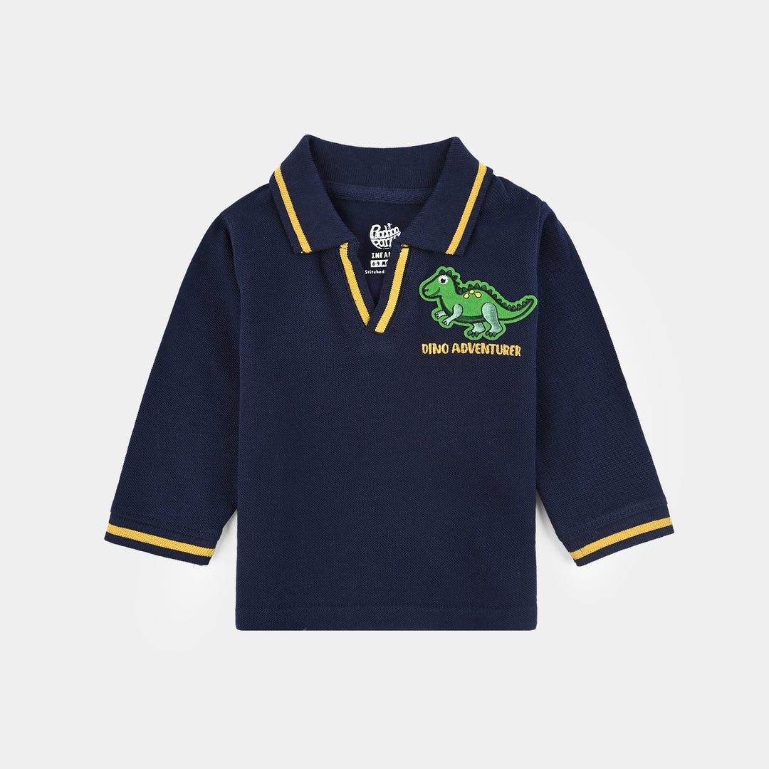 Infant Boys Jumbo Pique Polo (Dino) - Navy