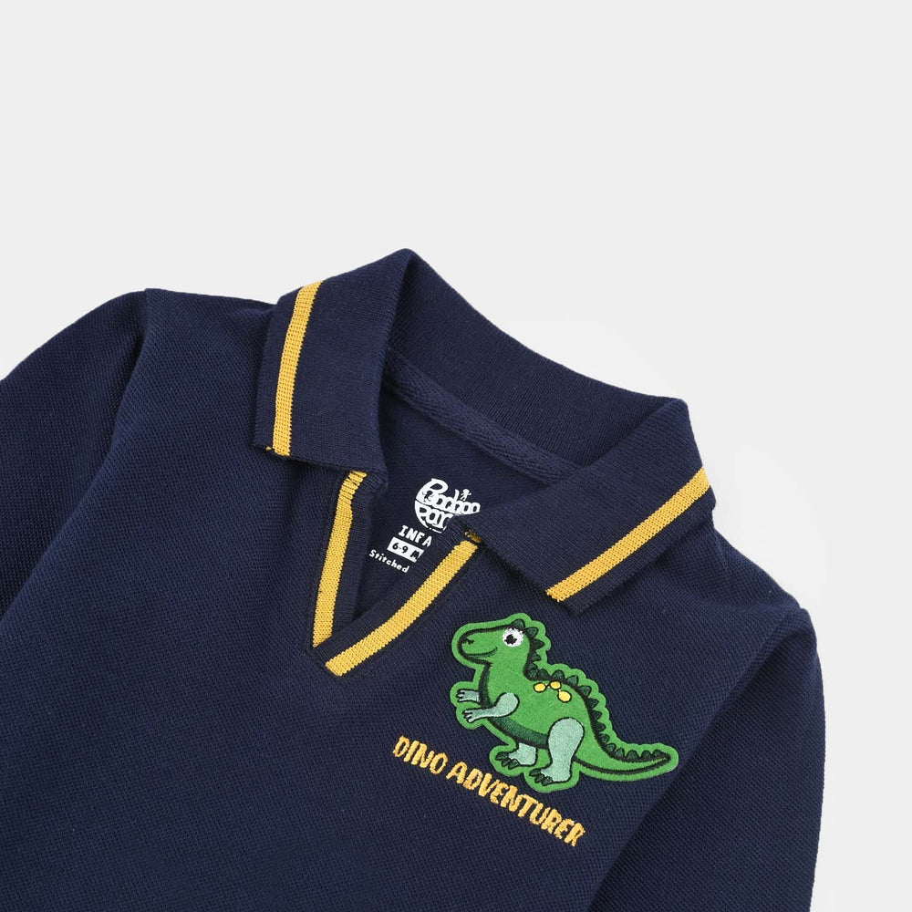Infant Boys Jumbo Pique Polo (Dino) - Navy