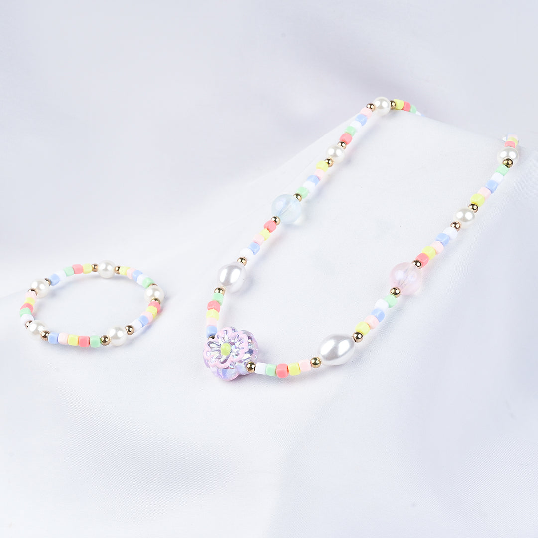 GIRLS ELEGANT BEADED NECKLACE & BRACELET
