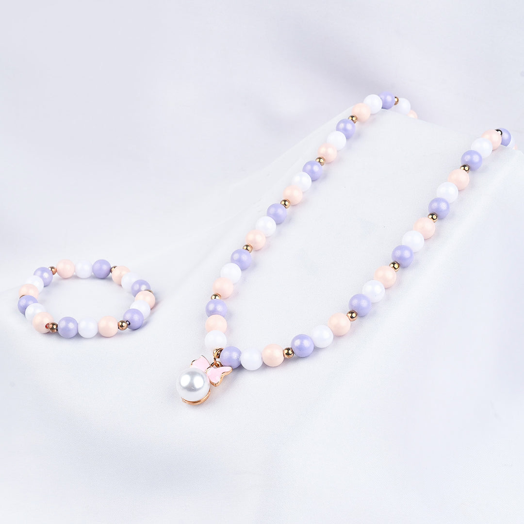 GIRLS ELEGANT BEADED NECKLACE & BRACELET