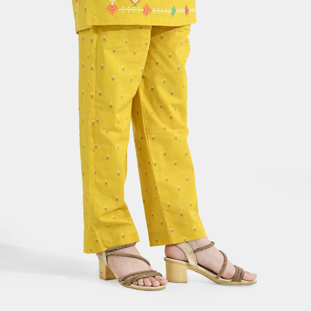 Girls Cotton Printed Pant (Sunny) – Yellow