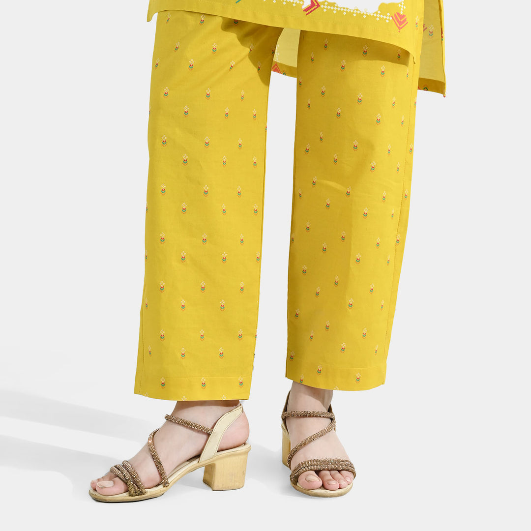 Girls Cotton Printed Pant (Sunny) – Yellow