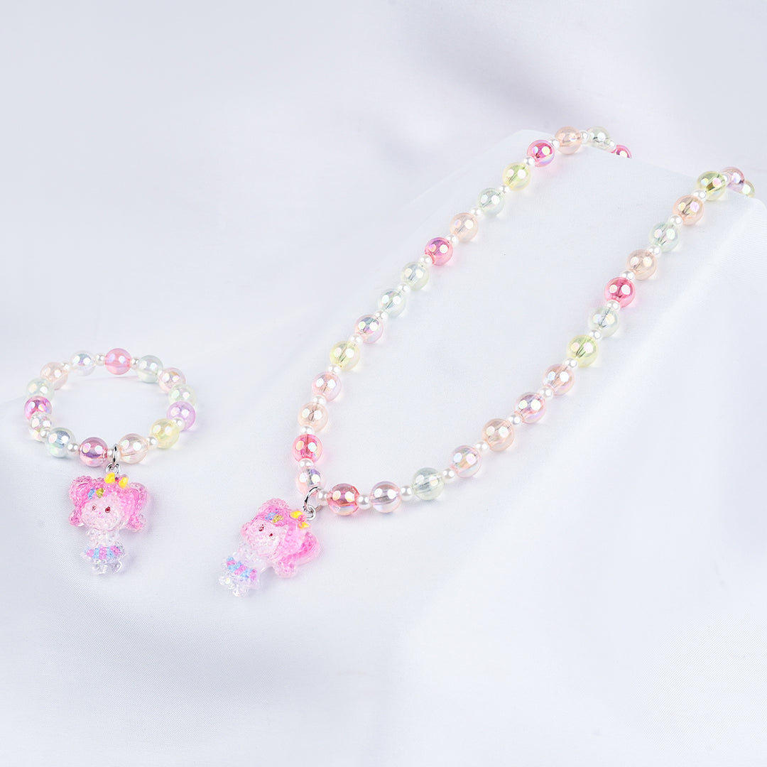 GIRLS ELEGANT BEADED NECKLACE & BRACELET