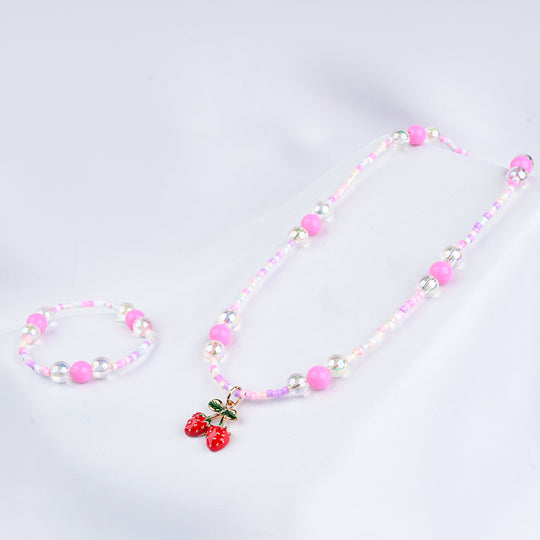 GIRLS ELEGANT BEADED NECKLACE & BRACELET