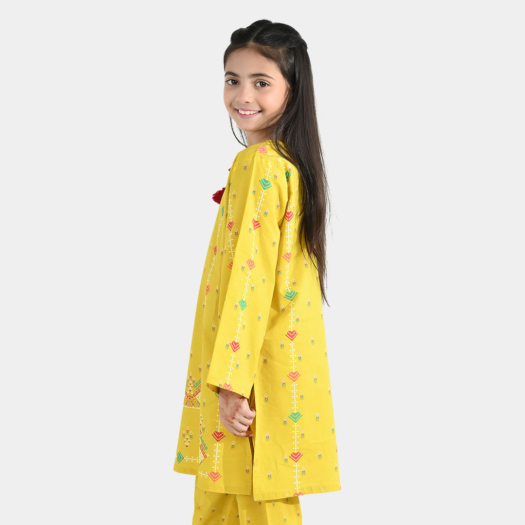 Girls Cotton Printed Kurti (Sunny) – Yellow