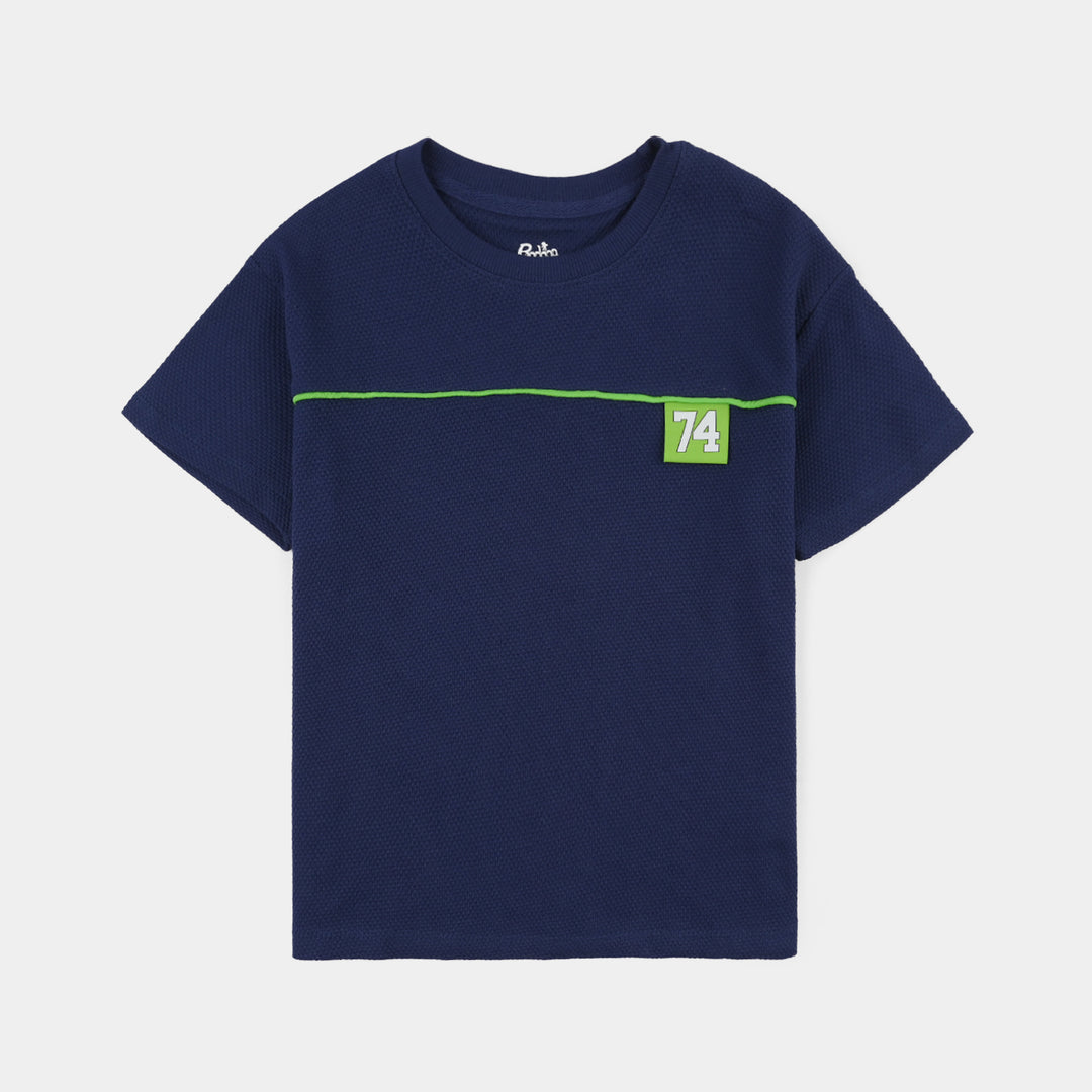 Boys Jersey/Terry T-Shirt (Seventy Four) - Navy Blue