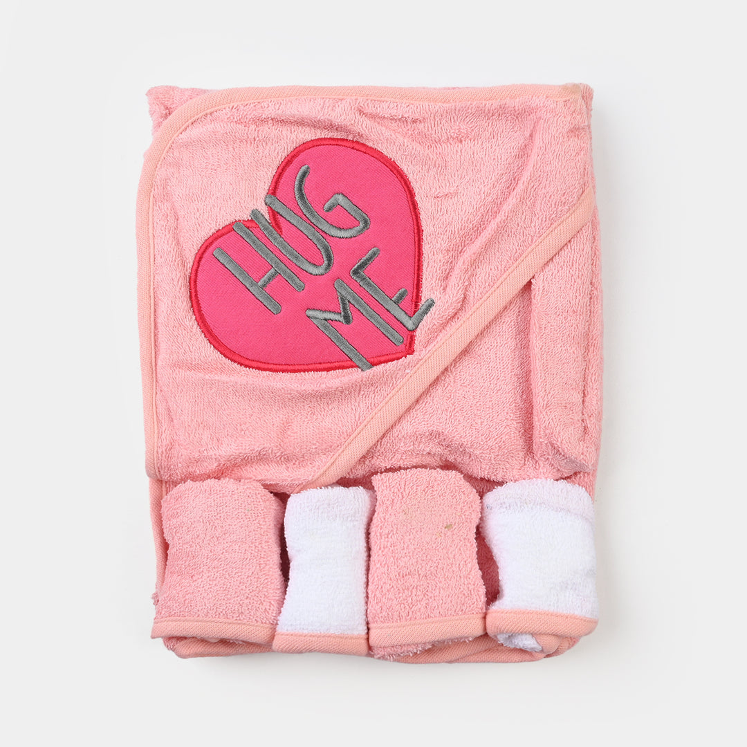 BABY HOODED BATH TOWEL SET | 975-PINK HEART