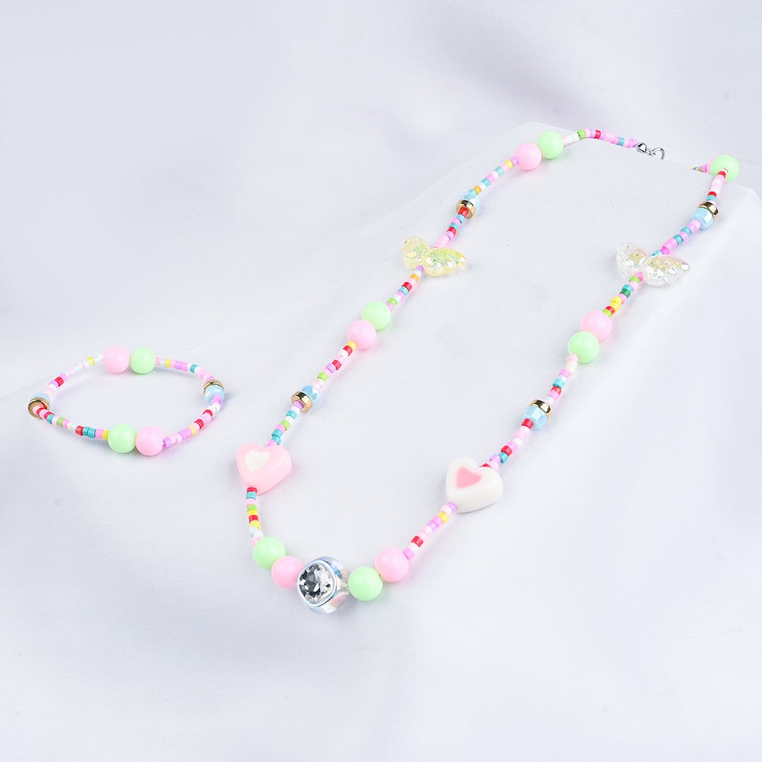 GIRLS ELEGANT BEADED NECKLACE & BRACELET