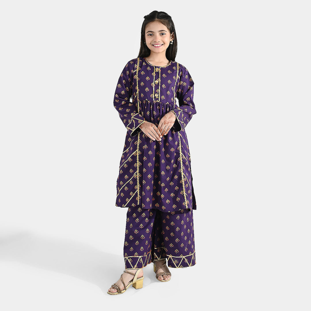 Girls Cotton 2Pcs Set (Zareen) – Purple