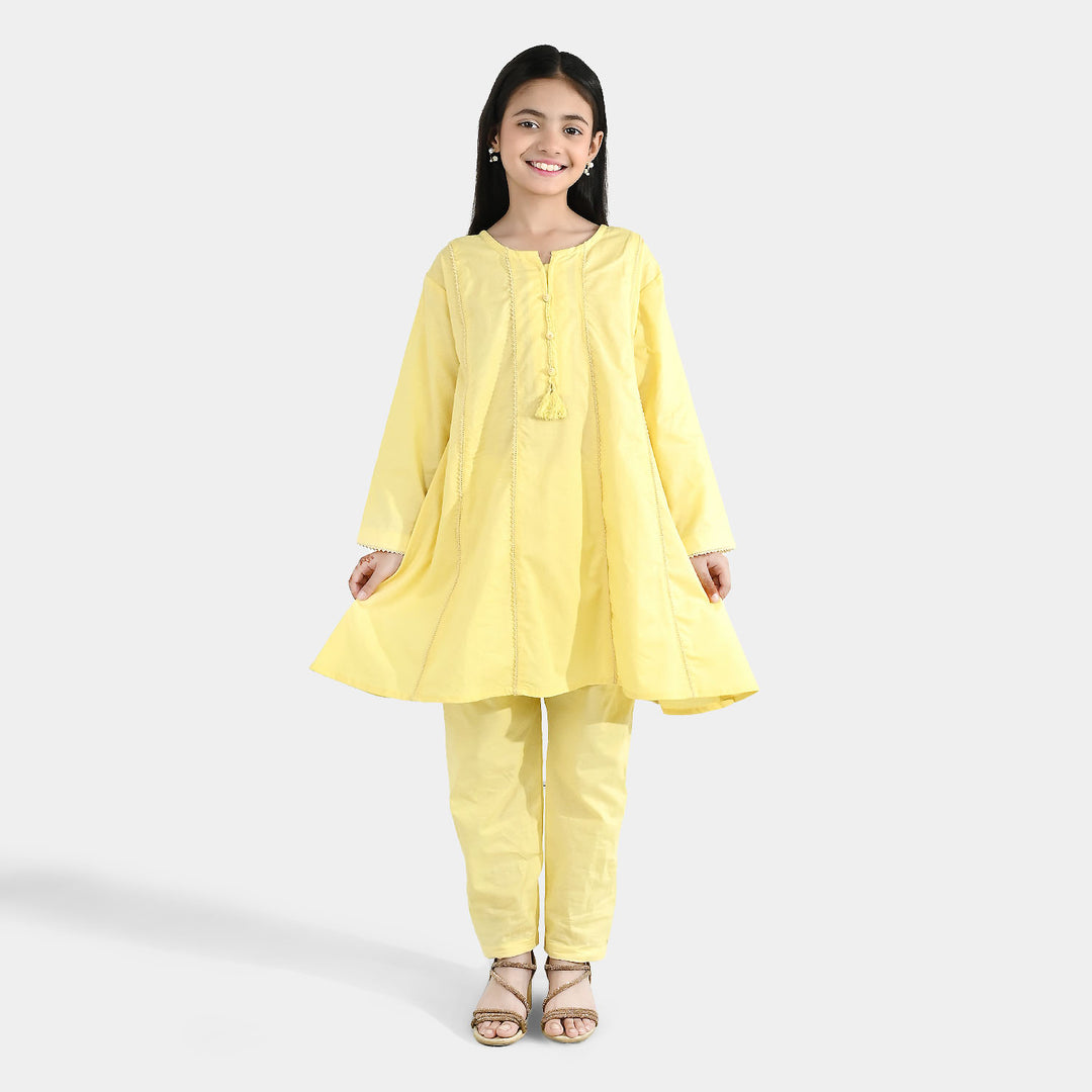 Girls Jacquard 2-Piece Set – Yellow