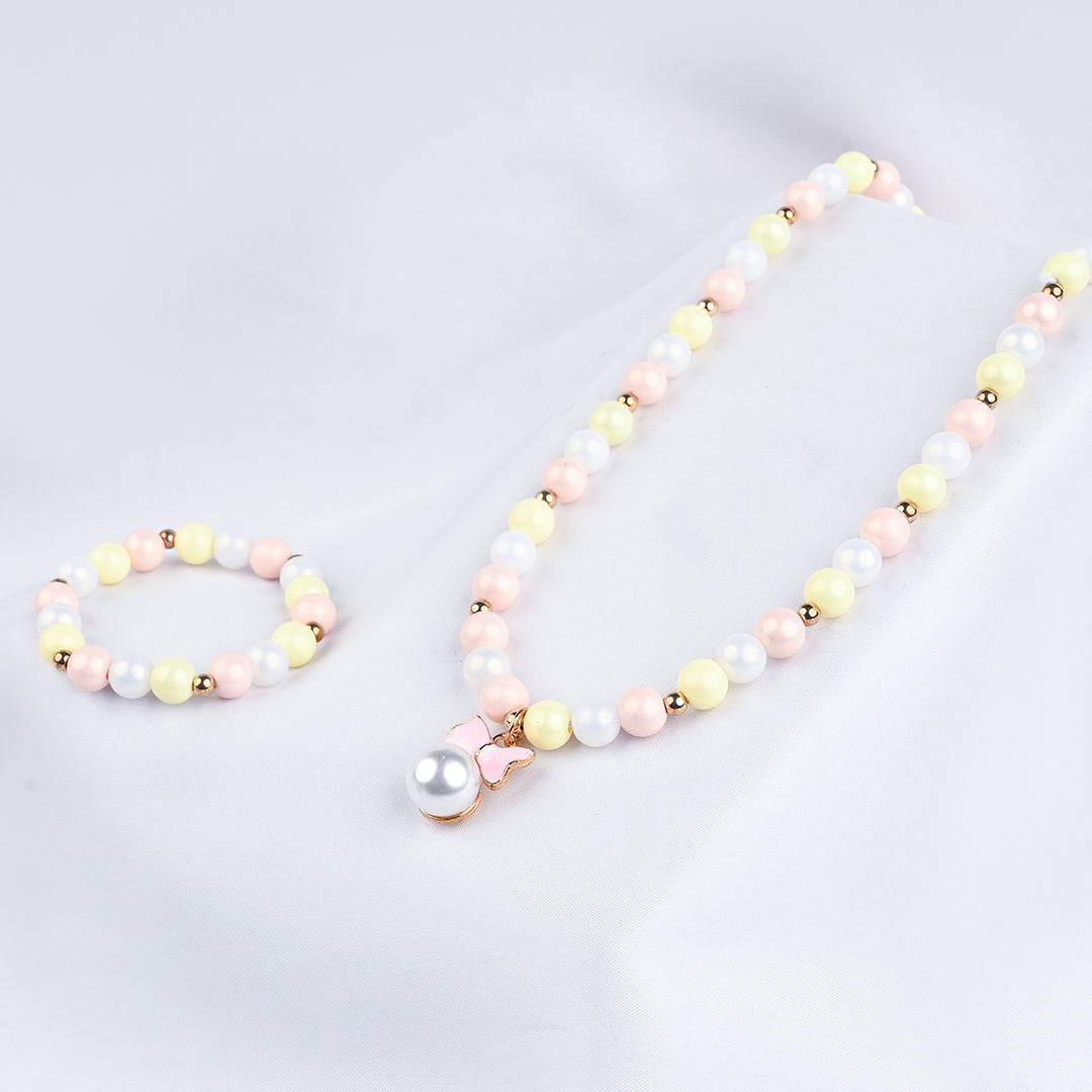 GIRLS ELEGANT BEADED NECKLACE & BRACELET