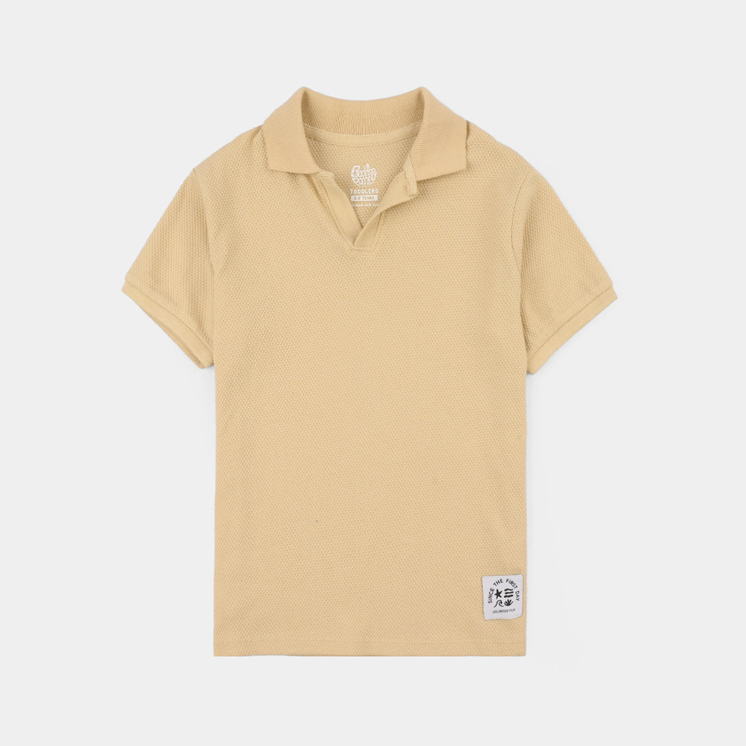 Teens Boys Cotton PK Polo (Unlimited Fun) - Warm Sand