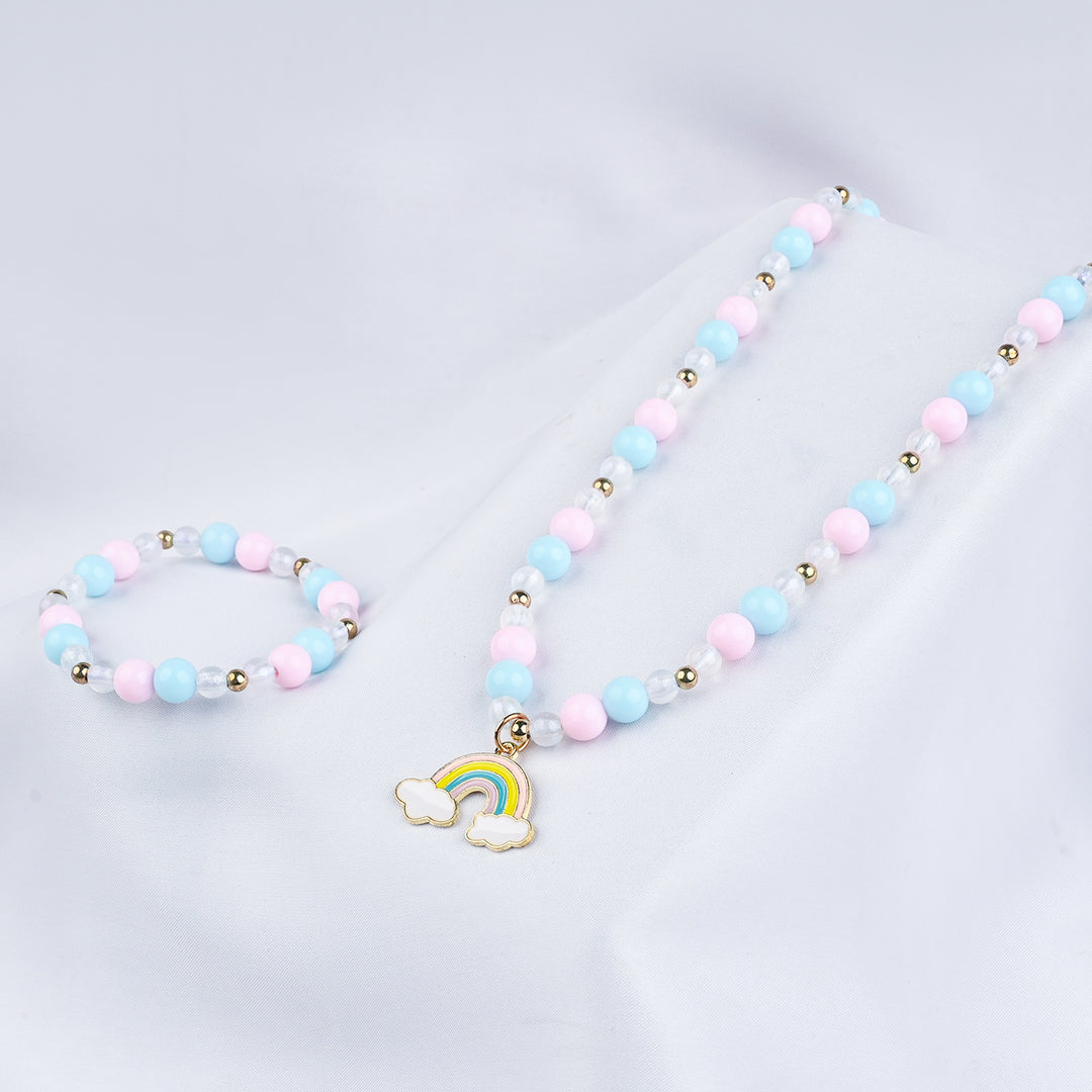 GIRLS ELEGANT BEADED NECKLACE & BRACELET