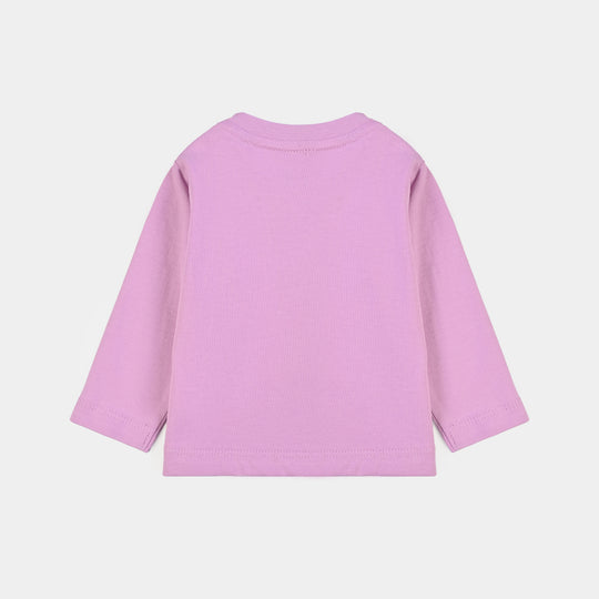 Infant Girls Cotton Jersey T-Shirt Full Sleeves Character - Purple