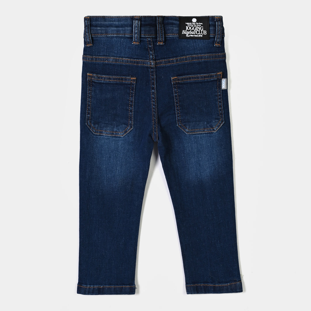 Boys Denim Rigid Pant Joggers Club - Mid Blue