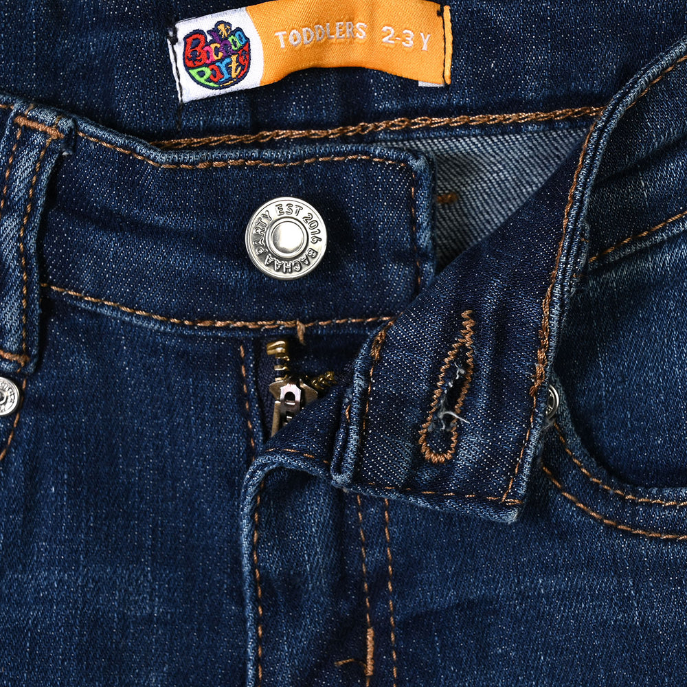 Boys Denim Rigid Pant Joggers Club - Mid Blue