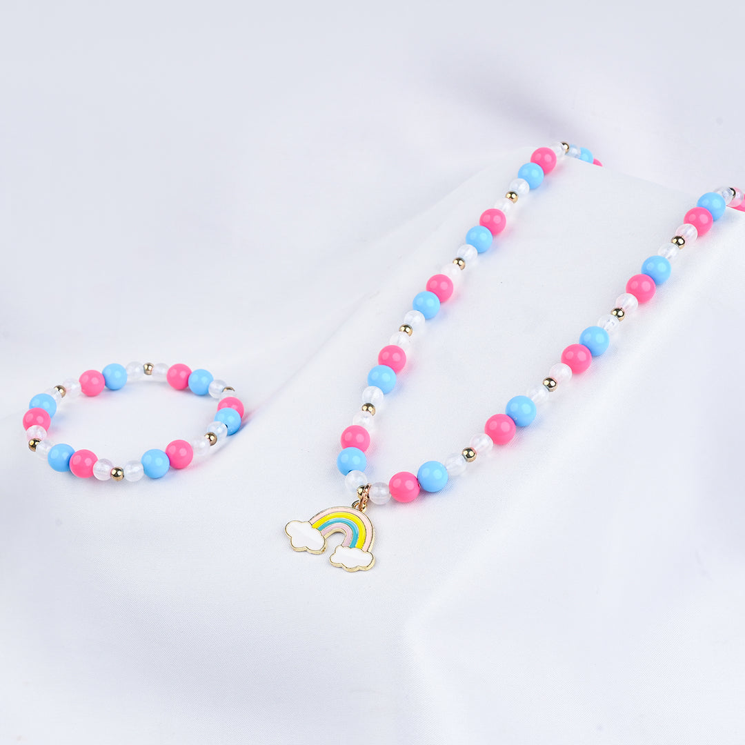 GIRLS ELEGANT BEADED NECKLACE & BRACELET