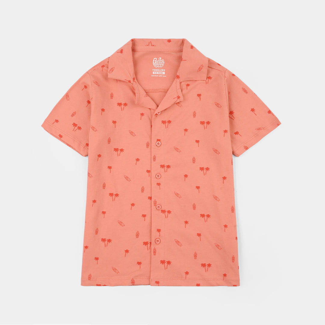 Boys Cotton Jersey Knitted Shirt (Surf and Tree) - Orange