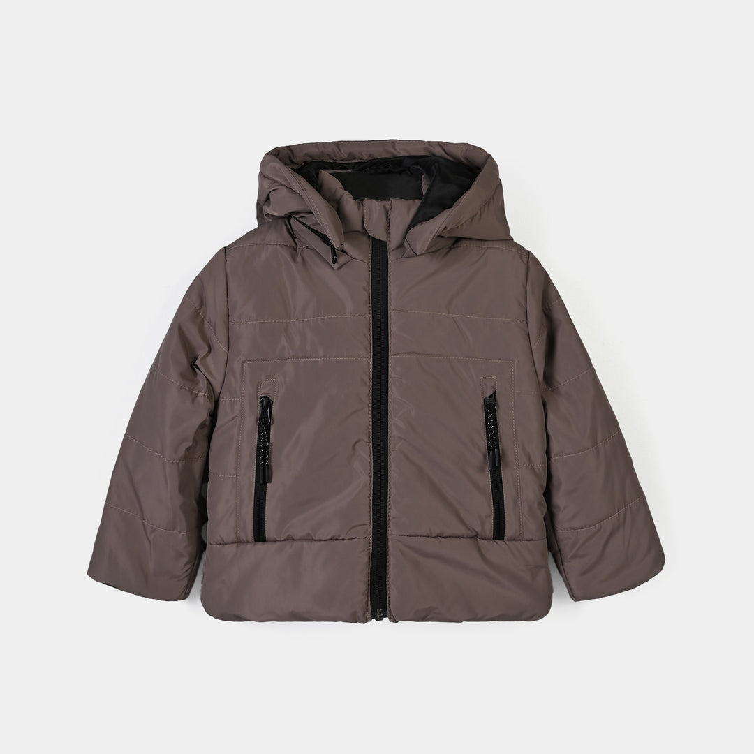 Boys Polyester Puffer Jacket Puller & Puller-BROWN