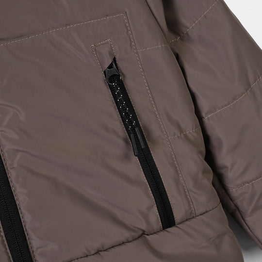 Boys Polyester Puffer Jacket Puller & Puller-BROWN