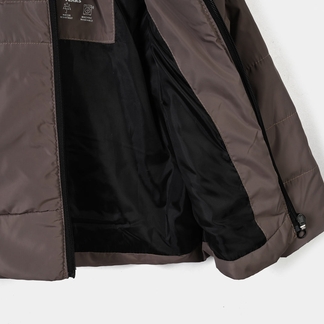Boys Polyester Puffer Jacket Puller & Puller-BROWN