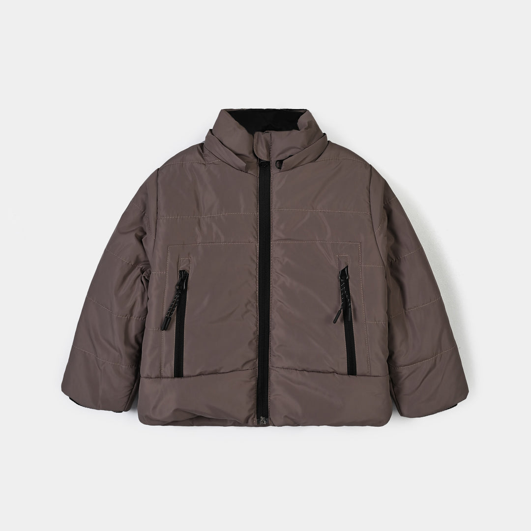 Boys Polyester Puffer Jacket Puller & Puller-BROWN