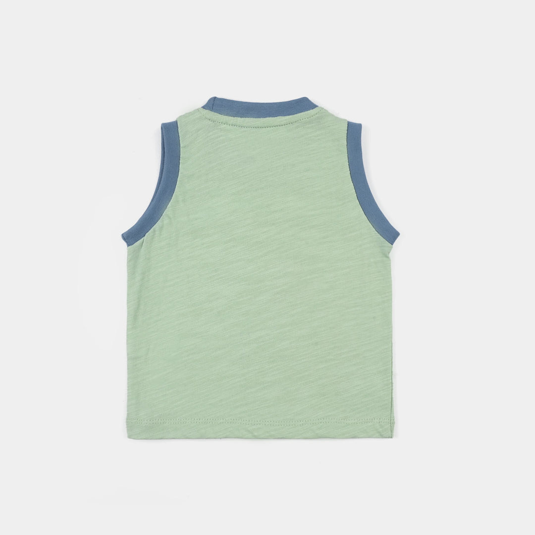 Infant Boys Slub Jersey Sando (Peanuts) - Green