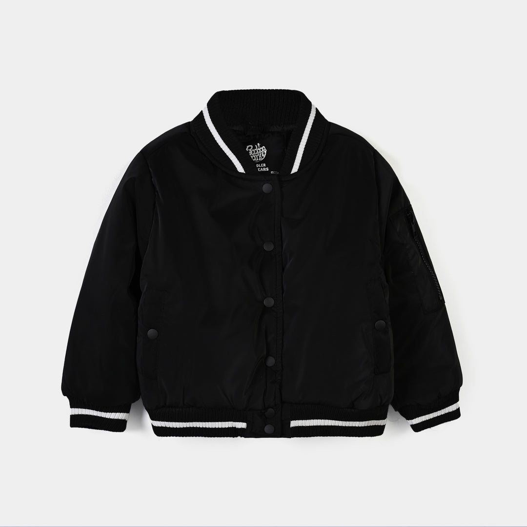 Girls  Quilted Jacket Basic-BLACK