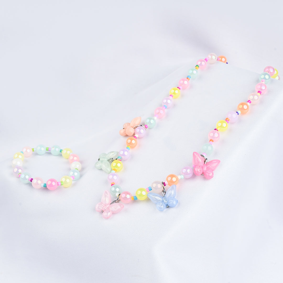 GIRLS ELEGANT BEADED NECKLACE & BRACELET