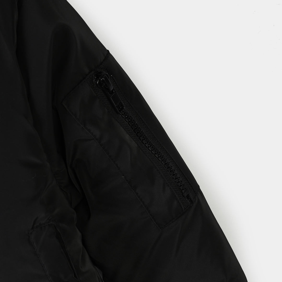 Girls  Quilted Jacket Basic-BLACK
