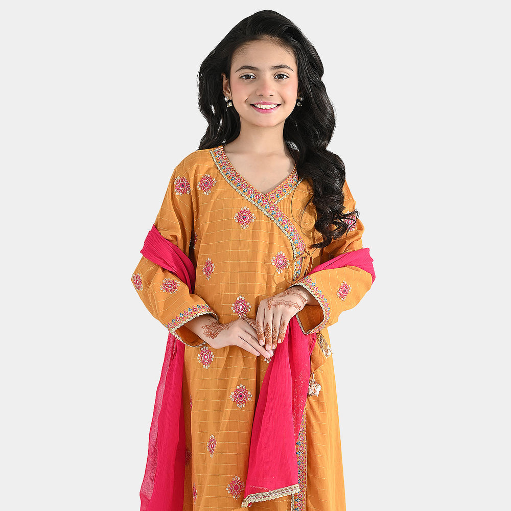 Girls Dobby 3-Piece Set (Sangeet) – Mustard