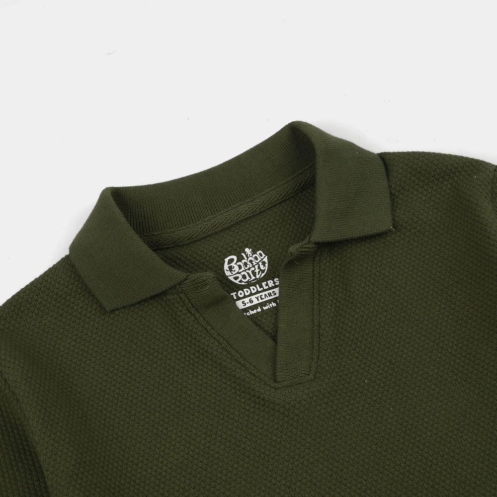 Boys Cotton PK Polo - Chive/Green