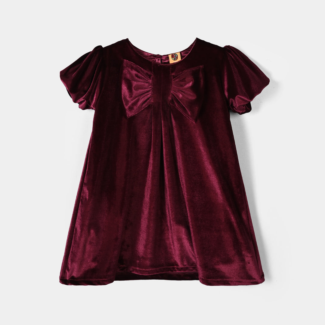 Girls Velvet Fancy Frock-Glamour Girl - Maroon