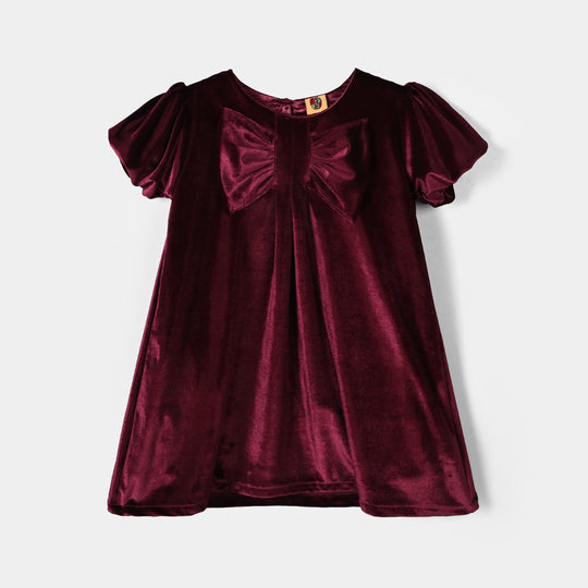 Girls Velvet Fancy Frock-Glamour Girl - Maroon