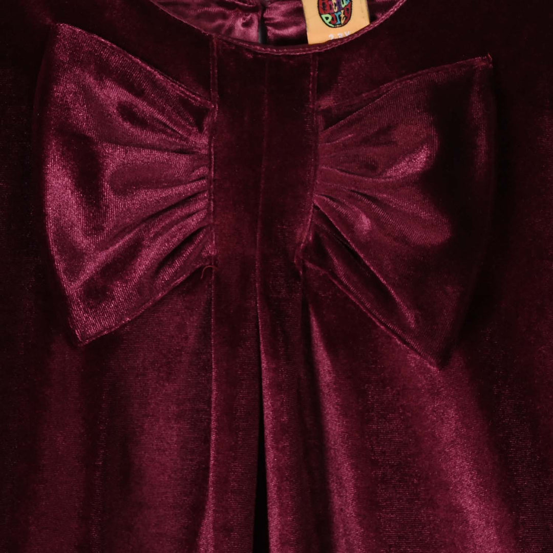 Girls Velvet Fancy Frock-Glamour Girl - Maroon
