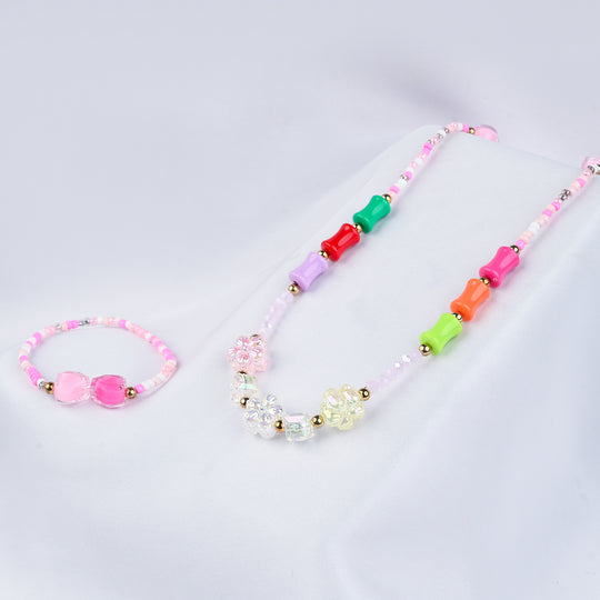 GIRLS ELEGANT BEADED NECKLACE & BRACELET