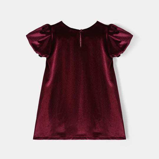 Girls Velvet Fancy Frock-Glamour Girl - Maroon
