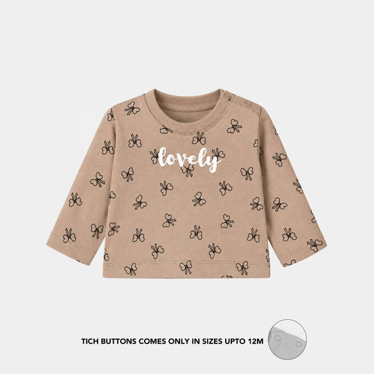 Infant Girls Cotton Jersey T-Shirt Lovely - Light Brown