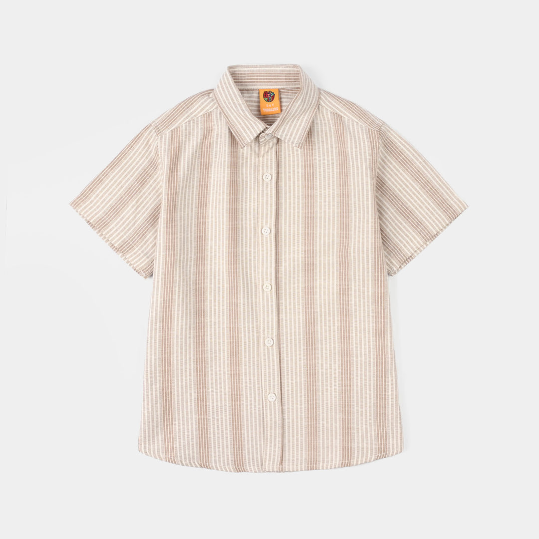 Boys Yarn Dyed Casual Shirt (Half Placket) - White