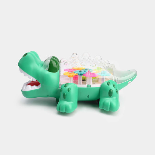 Transparent Gear Crocodile Toy for Kids with Music & 3D Lights