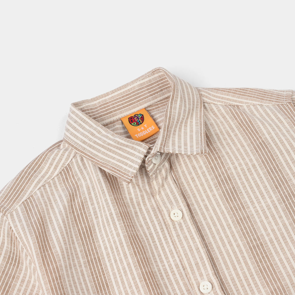 Boys Yarn Dyed Casual Shirt (Half Placket) - White