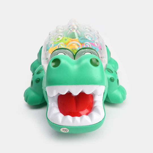 Transparent Gear Crocodile Toy for Kids with Music & 3D Lights