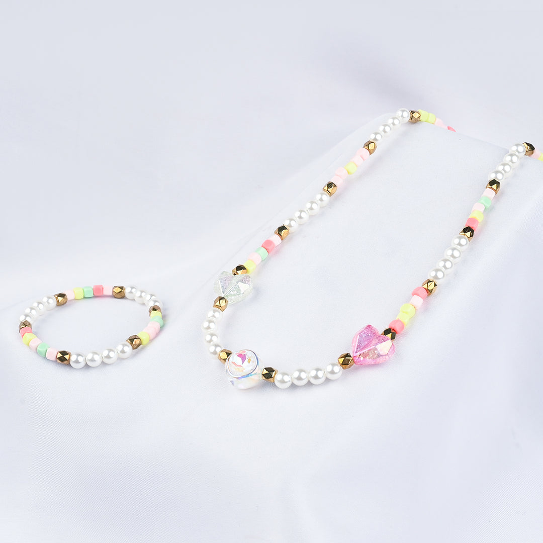GIRLS ELEGANT BEADED NECKLACE & BRACELET