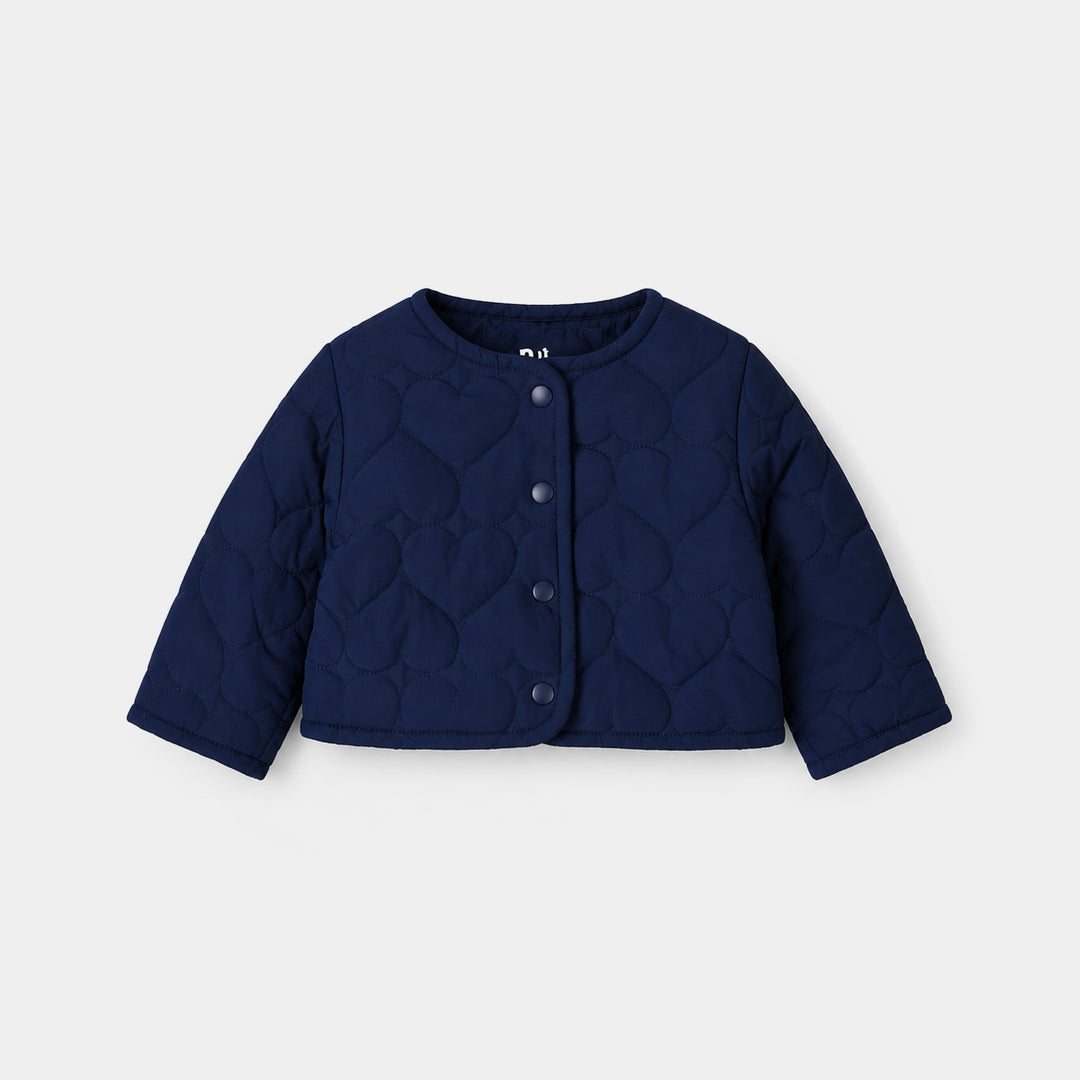 Infant Girls Polyester Quilted Jacket Hearts-BLUE